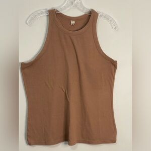 Brown Ribbed Women's Tank Top